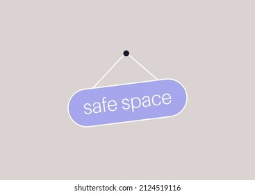 LGBTQ Friendly Safe Space, A Door Sign With Rounded Corners, A Queer Community Support