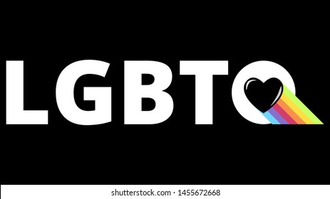 LGBTQ gay Pride rainbow text symbol. Pride month celebration isolated on black background.