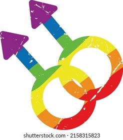 LGBTQ gender icon on rainbow color background, vector illustration.