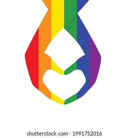 LGBTQ hands making up heart shape. Concept of homosexuality, LGBTQ romance. Heart fingers illustration