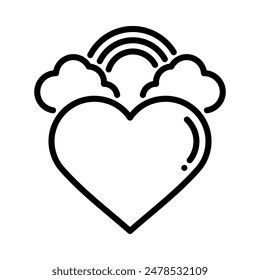 LGBTQ heart icon. Simple line icon. Isolate on white background. Vector.
