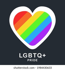 LGBTQ+ with heart pride flag or Rainbow Symbols ,LGBT designs isolated on black background, Vector illustration EPS 10