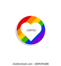Lgbtq+ Heart Shape Love Circle Sticker Sign Pride In Diversity