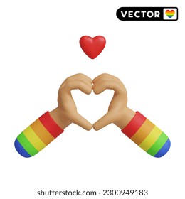 LGBTQ heart shaped 3D vector icon set, on a white background