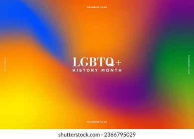 LGBTQ+ History Month Banner. Farbige Farbenfrost-Regenbogen-Stolperfarbe. Vektorgrafik.