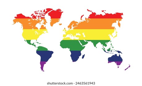 LGBTQ Illustration map covered with flag 