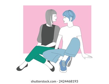 LGBTQ image illustration. Gay couple. Partner.
