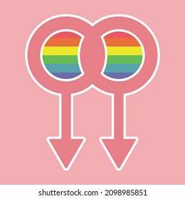 LGBTQ lesbian icon retro style design. Sticker LGBT, asexual, non-binary, transgender, genderfluid, pansexual, bisexual, genderqueer, polysexual