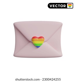 Juego de iconos vectoriales 3D de letra Lgbtq, en fondo blanco