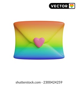 Lgbtq letter 3D vector icon set, on a white background