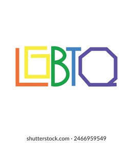 lgbtq letters or acronyms of Pride month with rainbow colors logo style