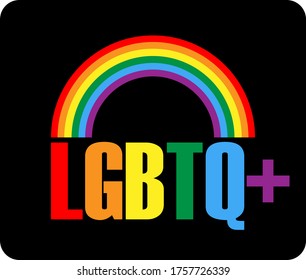 LGBTQ logo with rainbow symbol, vector symbol of LGBT Pride community