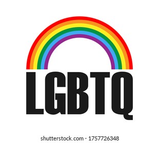 LGBTQ logo with rainbow symbol, vector symbol of LGBT Pride community