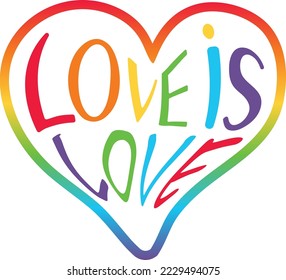 LGBTQ logo simple icon in heart symbol transparent background. Rainbow colored LGBT rights awareness campaign. Pride day. Love is love. Valentines day. Lesbians, gays, bisexuals, transgenders, queer.