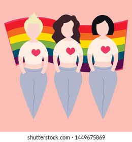 lgbtq love polyamory vector illustration