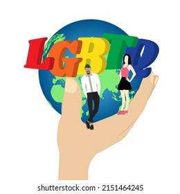 lgbtq on hand carrying a small world and letters graphic resources isolated transparent background png
