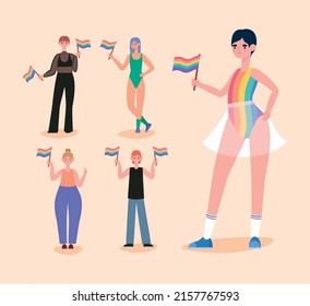 lgbtq people group holding flags