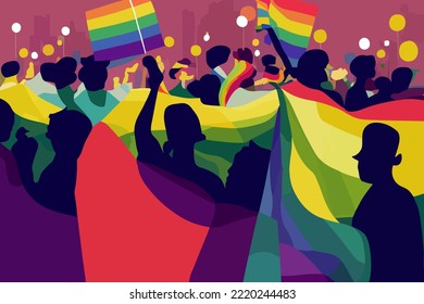 Lgbtq+ people tolerance, parade, flags, balloons, lgbtq+ community support