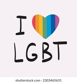 LGBTQ phrase. Rainbow-colored text. Vector illustration of the Pride parade. LGBT community