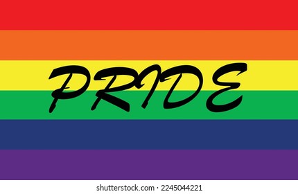 LGBTQ Plus flog background with PRIDE word, design as symbol of love and equality  of human 