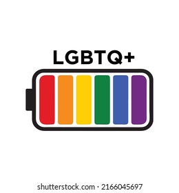 LGBTQ Plus with Pride color battery Typography Vector Illustration Design Can Print on t-shirt Poster banners Pride month