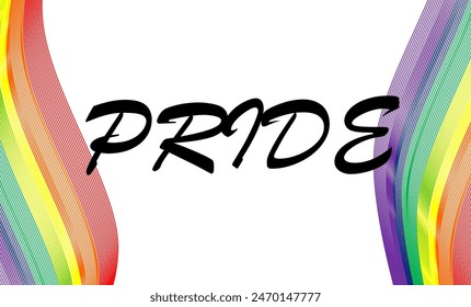 LGBTQ Plus white and wave background with PRIDE word, design as symbol of love and equality of human