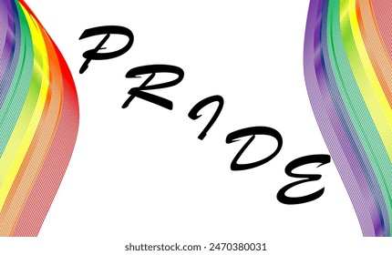 LGBTQ Plus white and wave background with PRIDE word, design as symbol of love and equality of human