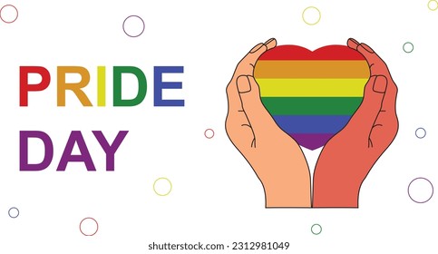 LGBTQ  Poster and Banner Design hand holding heart the pride month Isolated vector image