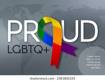 LGBTQ-Poster. Stolz mit Regenbogenband. Vektorgrafik