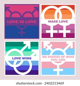 LGBTQ poster set. Banners for Pride month event.