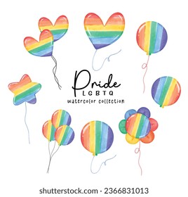 LGBTQ Pride Balloon Watercolor Element, Colorful Rainbow Decoration. A cheerful and colorful symbol of love, diversity, and unity. Perfect for Pride Month decorations.