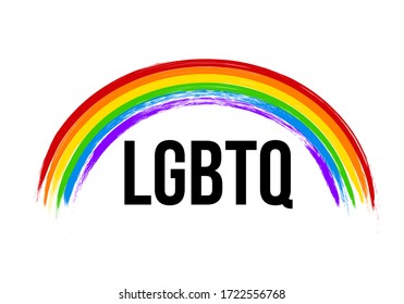 LGBTQ pride banner with grunge brush strokes texture rainbow flag isolated on white background.  Symbol of gay pride and LGBT community. International Day Against Homophobia. Vector  template.