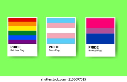 LGBTQ Pride Color Swatches. Art Concept. Isolated. Vector Illustration. Rainbow Flag colors. Transgender Flag colors. Bisexual pride colors. Color of the year.