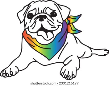 LGBTQ+ Pride cute Pugs mit Regenbogenflaggen