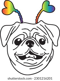 LGBTQ+ Pride cute Pugs mit Regenbogenflaggen