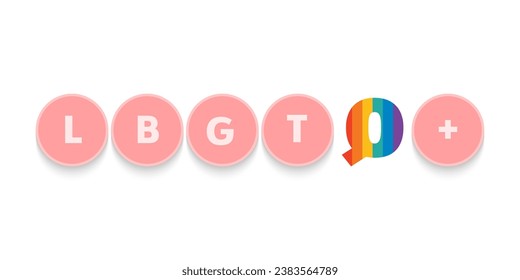 LGBTQ Pride DL format. LGBTQ+ lettering with striped letter Q