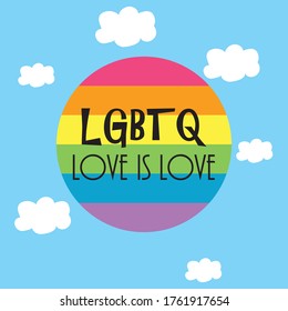 LGBTQ pride event celebration. Pride rainbow background with clouds.