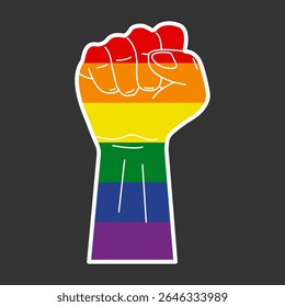 LGBTQ Pride Fist Icons with Rainbow color and white stroke