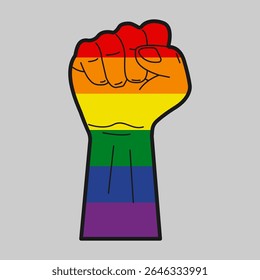 LGBTQ Pride Fist Icons with Rainbow color and dark stroke