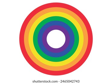 LGBTQ+ pride flag background in circle.