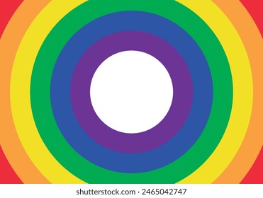 LGBTQ+ pride flag background in circle.