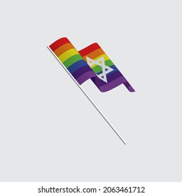 LGBTQ+ pride flag design with Star of David. Vector Illustration