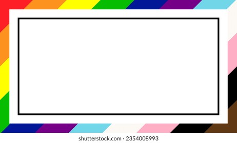 LGBTQ Pride Flag Frame. Square Frame Border with LGBTQ+ Pride Rainbow Flag Pattern