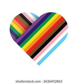 LGBTQ Pride Flag Heart. Heart Shape with LGBT Pride Flag Stripes. Rainbow Love Heart Vector Illustration for Pride Month