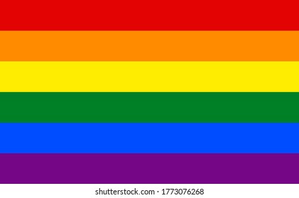 LGBTQ pride flag. Six colors. Correct proportion