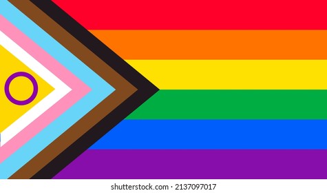 LGBTQ Pride Flag Vector. Intersex Inclusive Progress Pride Flag. LGBT, LGBTQ Or LGBTQIA+ Pride