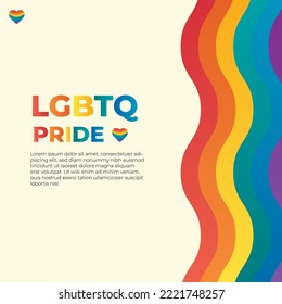 lgbtq pride flyer vector design with rainbow symbol or flag background. suitable for social media posts, posters, flyers, banners, etc.