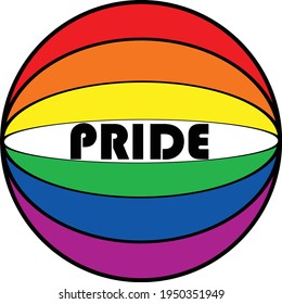 LGBTQ+ Pride icon in red orange yellow green blue purple