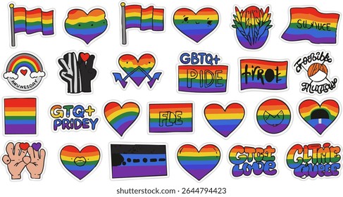 LGBTQ Pride Icon Set with Rainbow