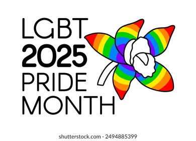 LGBTQ Pride Month 2025 rainbow logo. Vector symbol of Pride Month support.